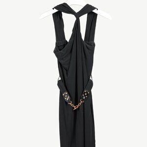 Gucci PF/11 Twist Halter Golden Chain Black Dress